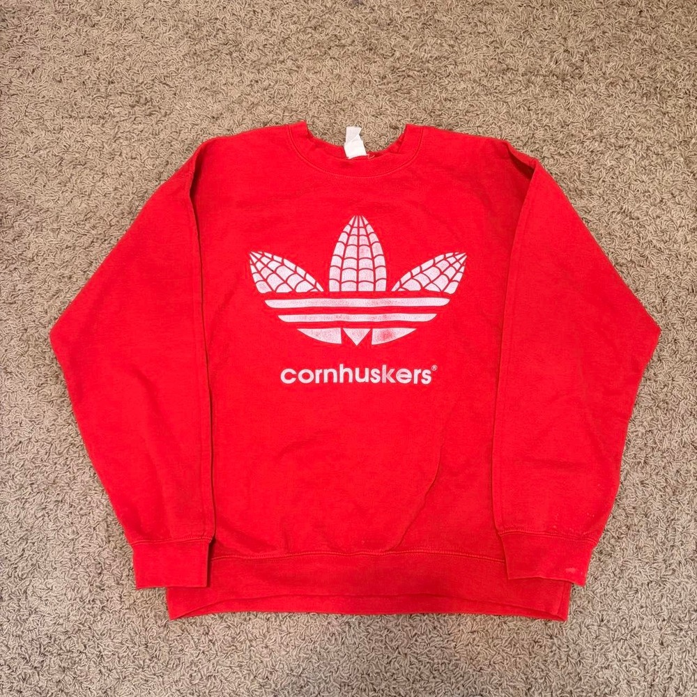 Gildan Nebraska Cornhuskers Adidas Parody Sweatshirt Mens Red Medium